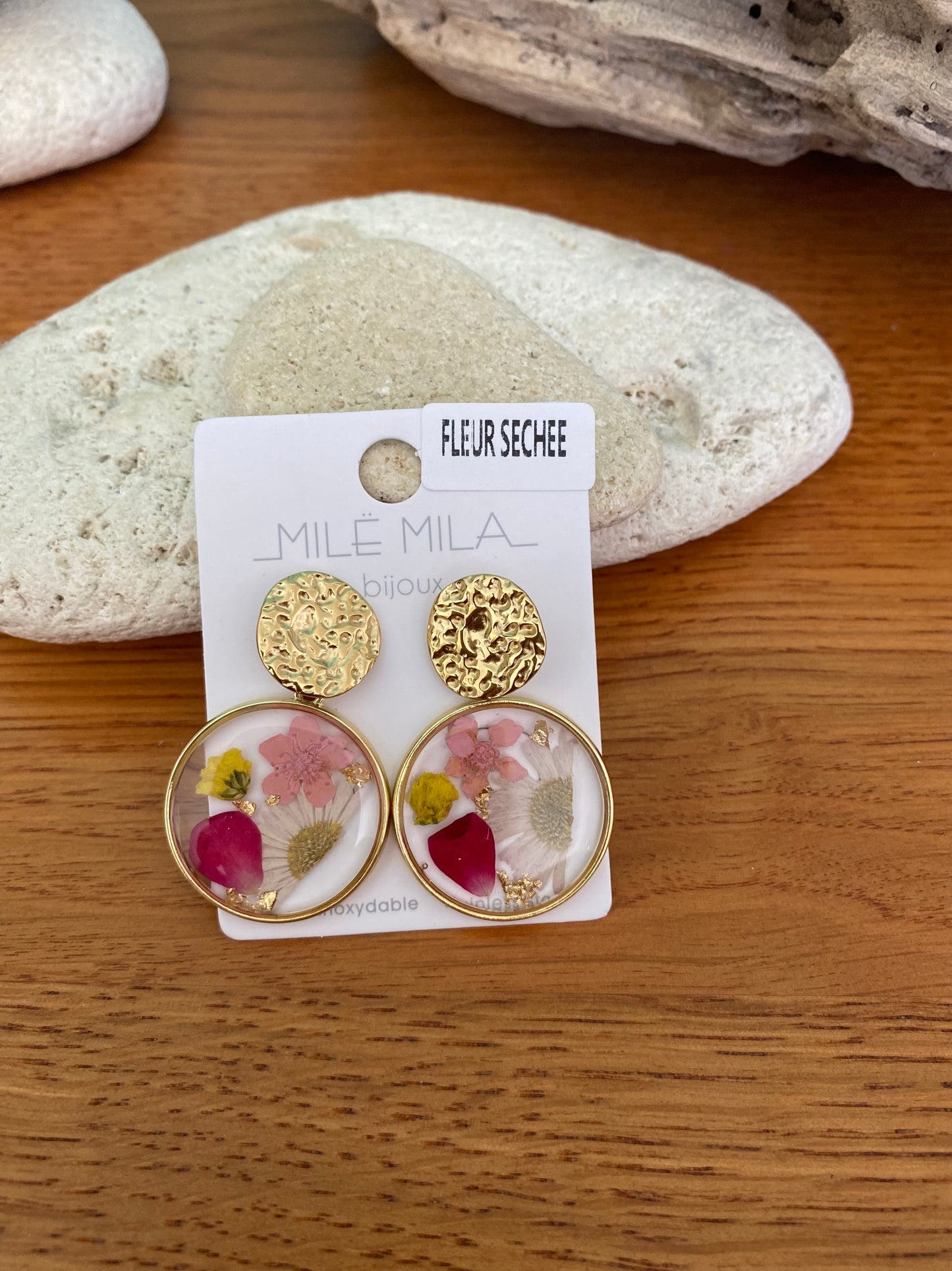 Boucles d’oreilles fleurs éternelles