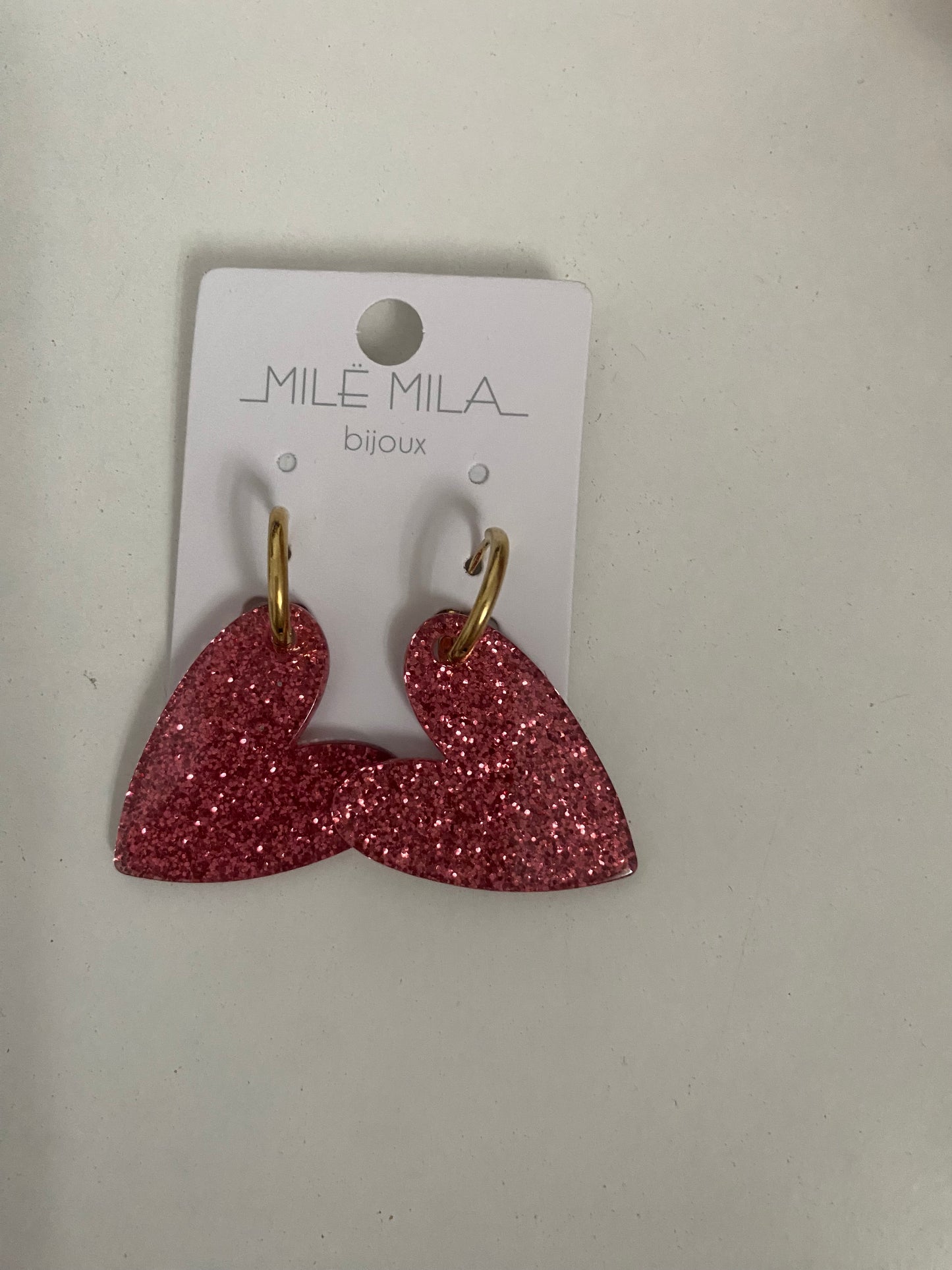Boucles d’oreilles cœurs paillettes