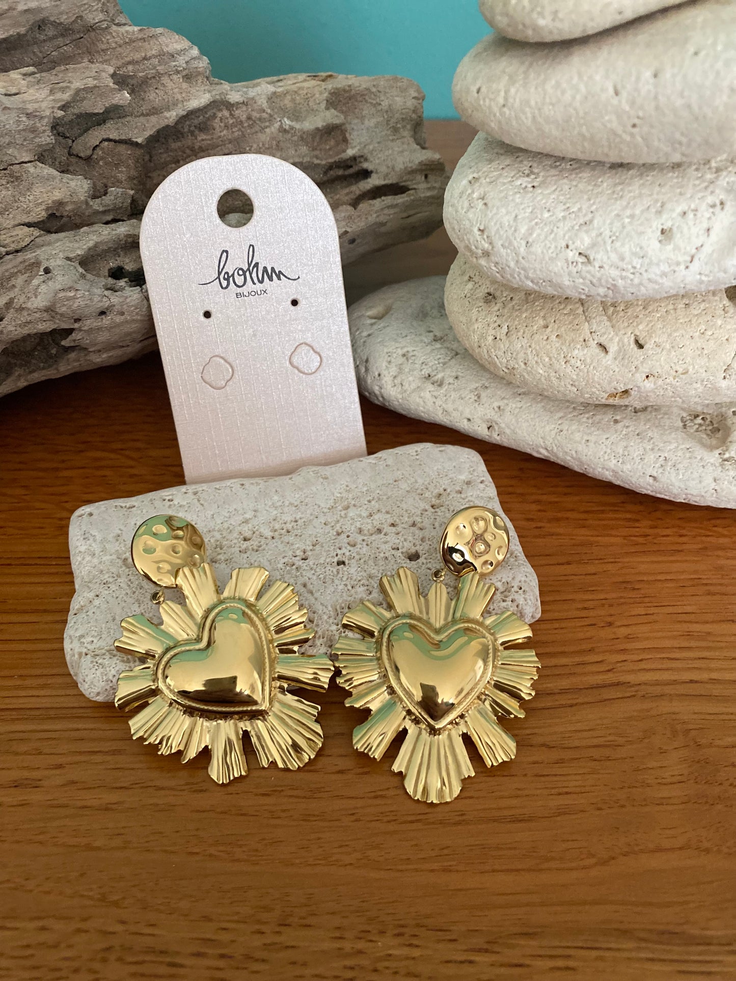 boucle d'oreille coeur flamboyant