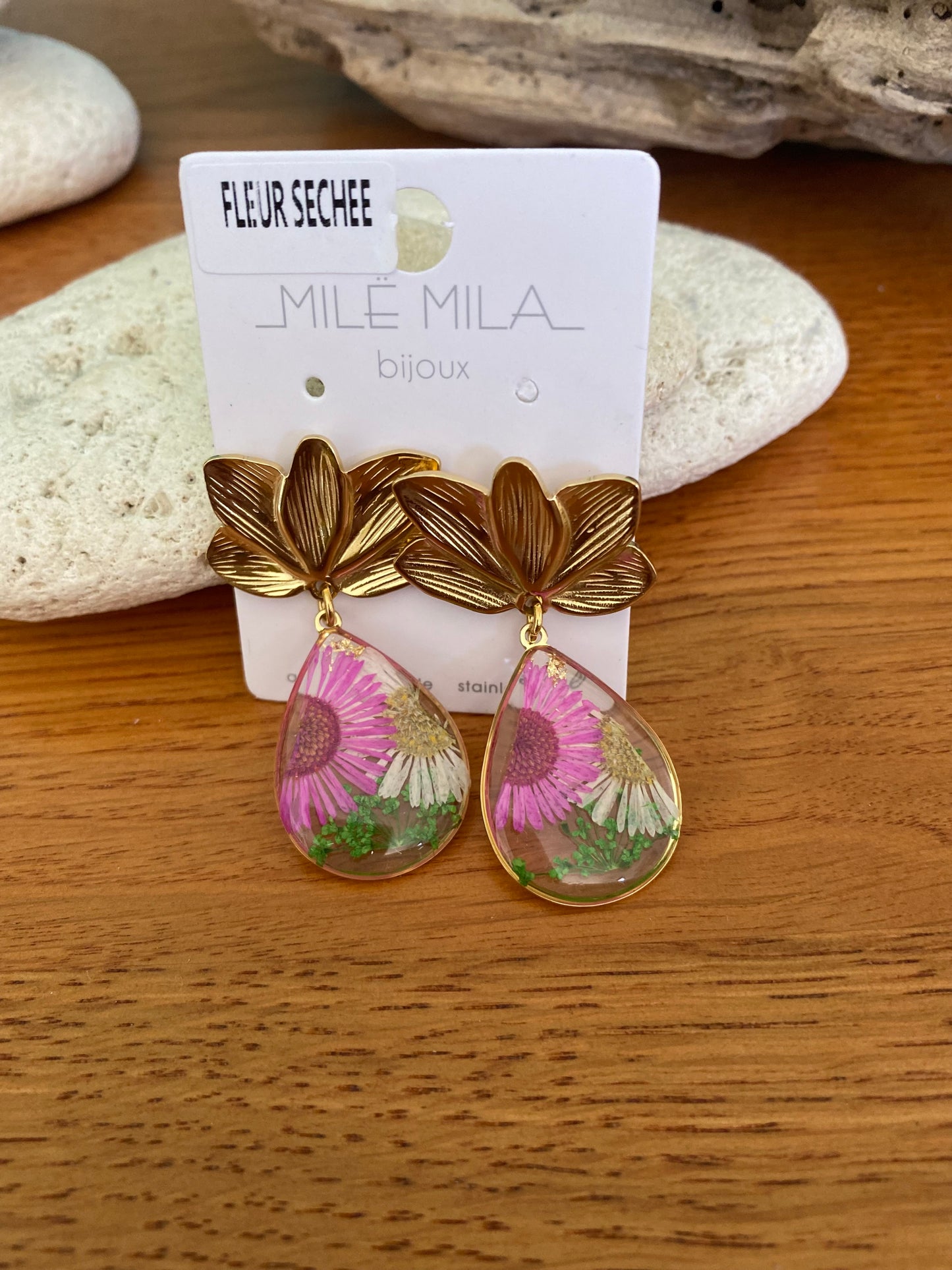 Boucles d’oreilles fleurs éternelles