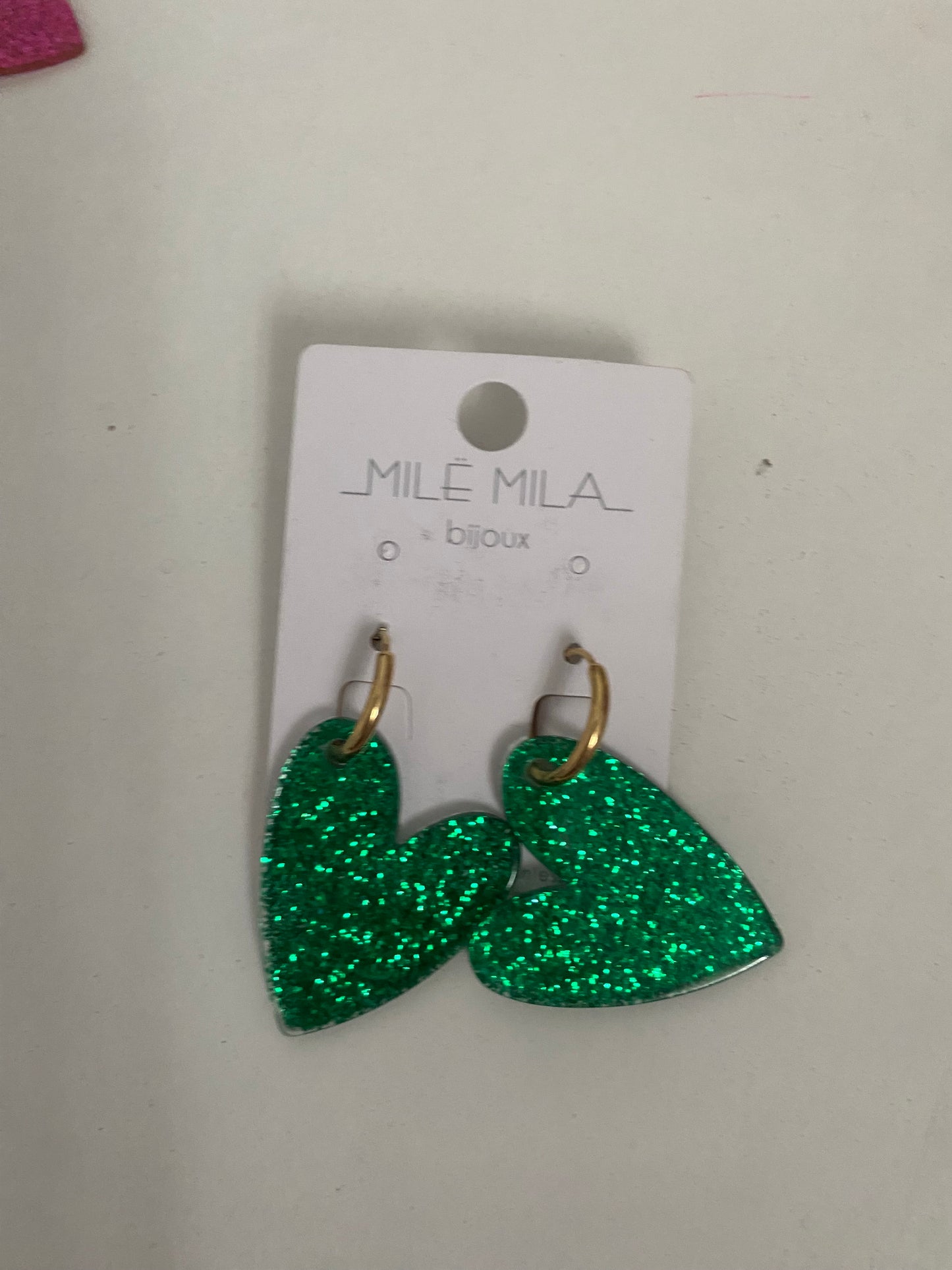 Boucles d’oreilles cœurs paillettes