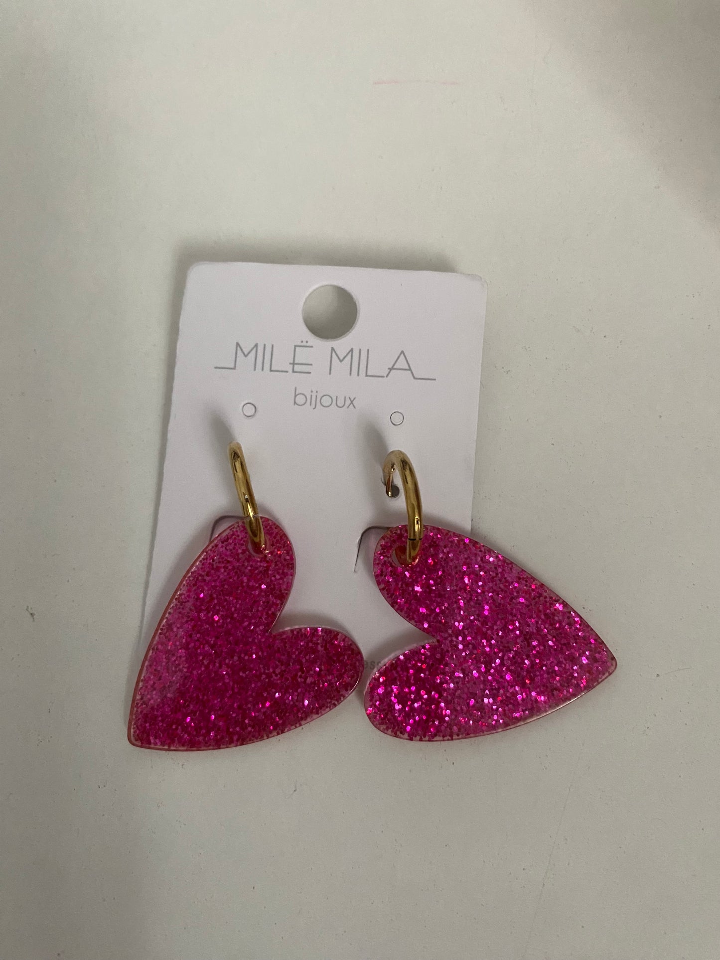 Boucles d’oreilles cœurs paillettes