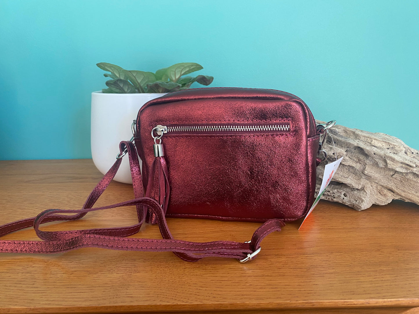 Sac à bandoulière en cuir irisé