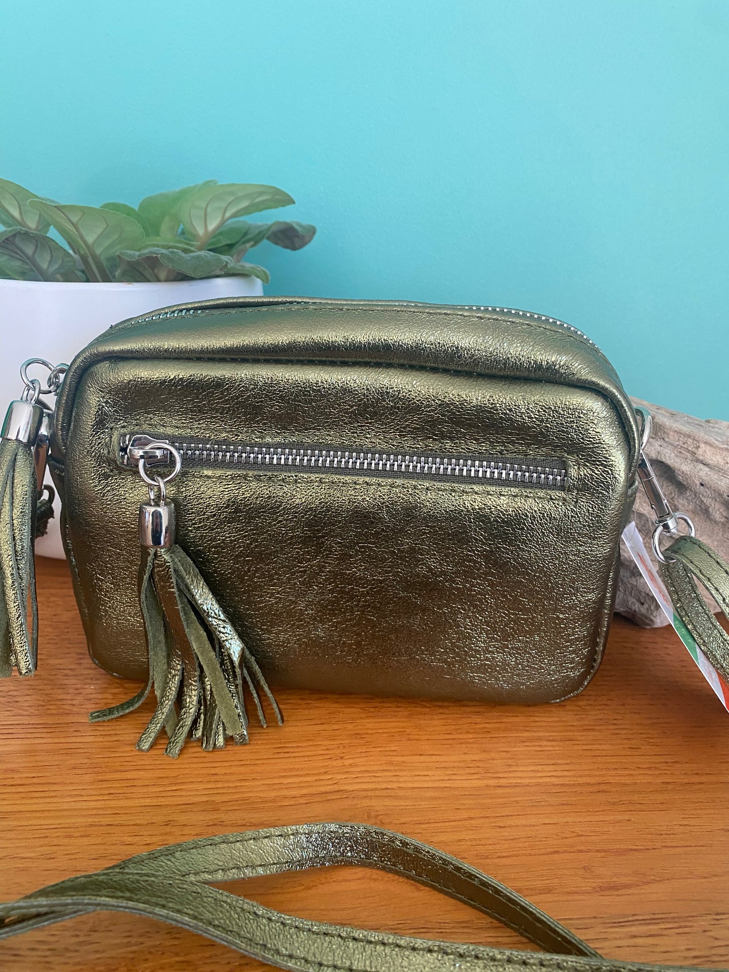 Sac à bandoulière en cuir irisé