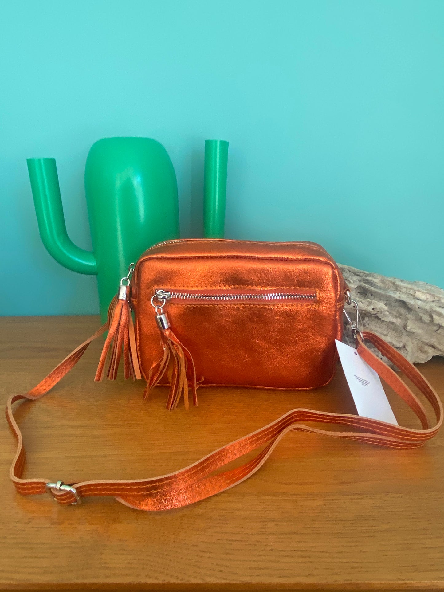 Sac à bandoulière en cuir irisé