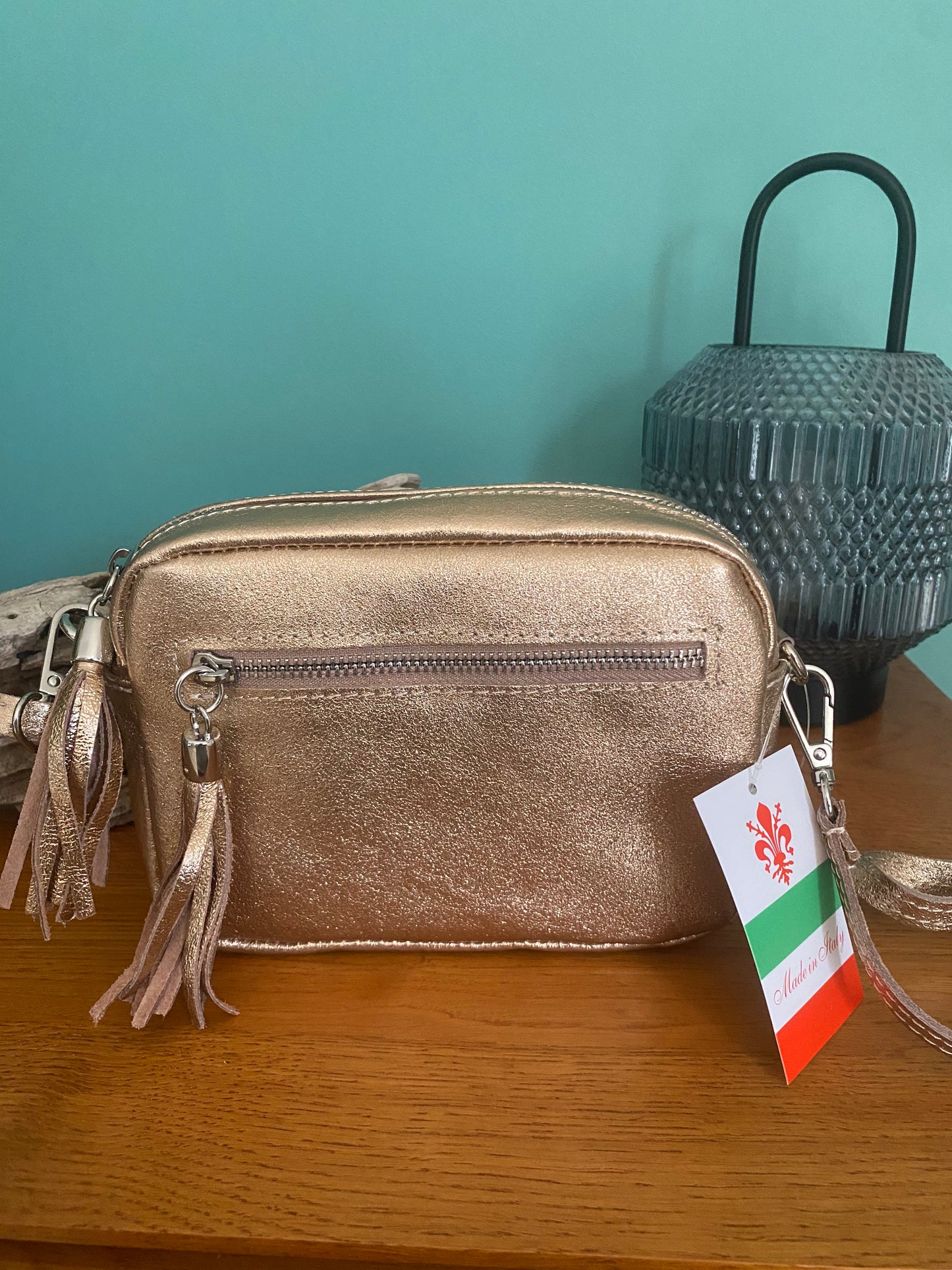 Sac à bandoulière en cuir irisé