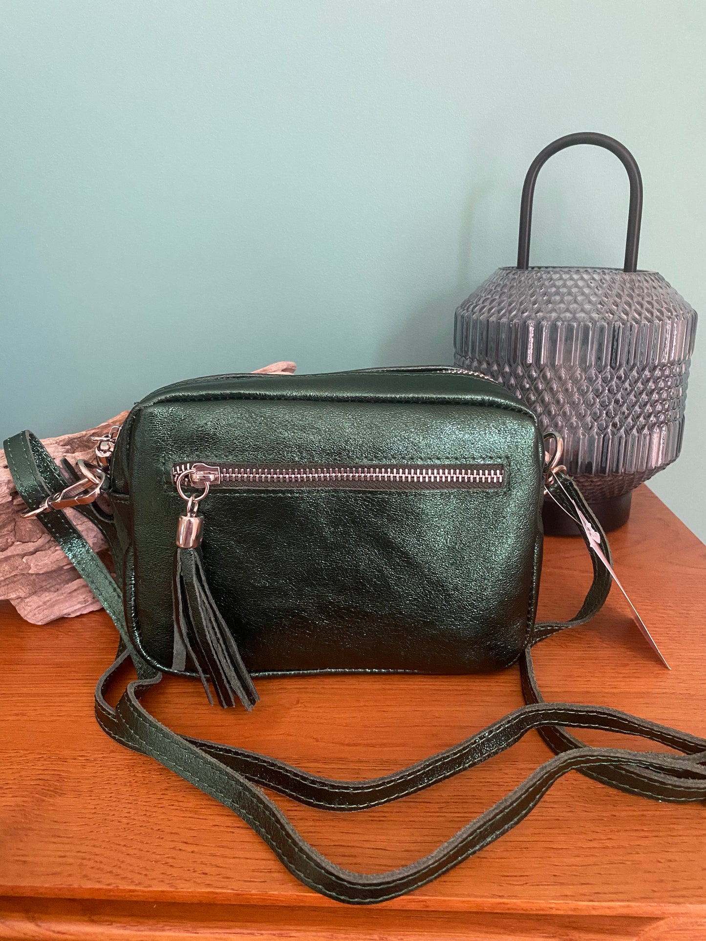 Sac à bandoulière en cuir irisé