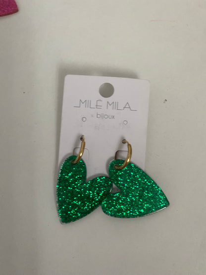 Boucles d’oreilles cœurs paillettes