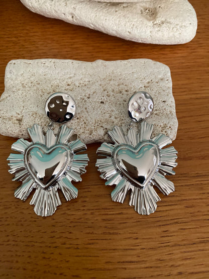 boucle d'oreille coeur flamboyant