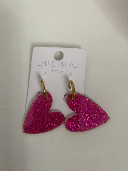 Boucles d’oreilles cœurs paillettes