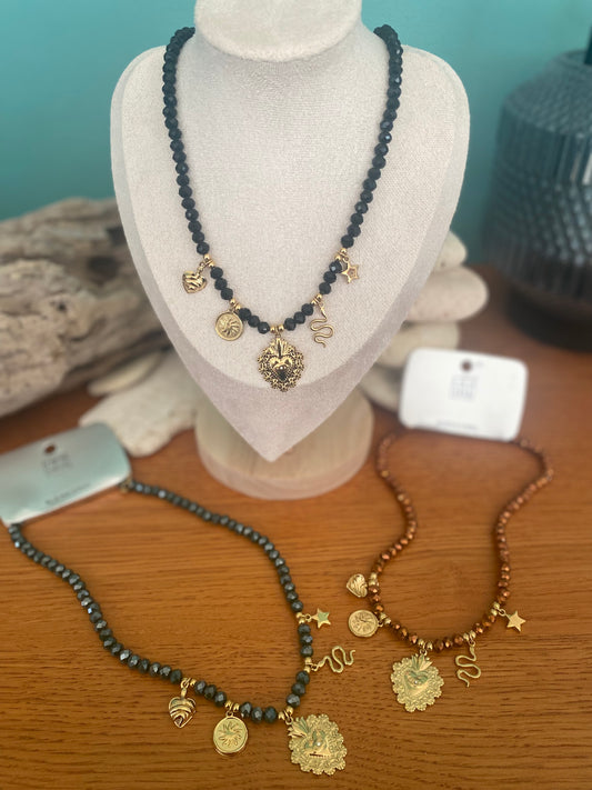 Collier  pampilles et perles brillantes