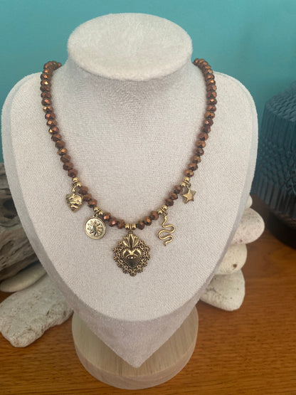 Collier  pampilles et perles brillantes