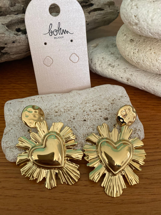 boucle d'oreille coeur flamboyant