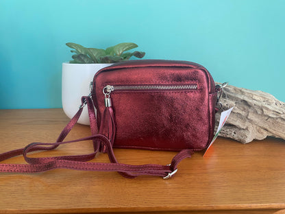 Sac à bandoulière en cuir irisé
