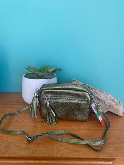Sac à bandoulière en cuir irisé